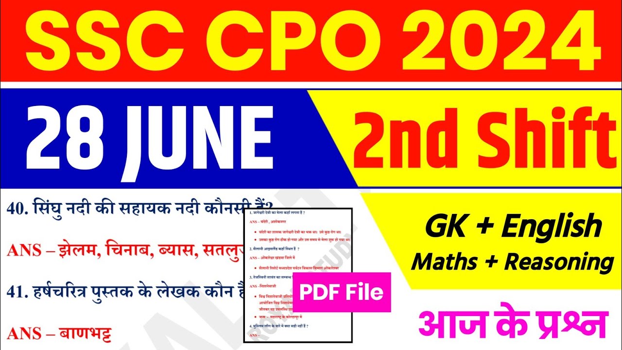 SSC CPO EXAM 28 June 2nd Shift Analysis 2024 | SSC CPO EXAM Analysis ...
