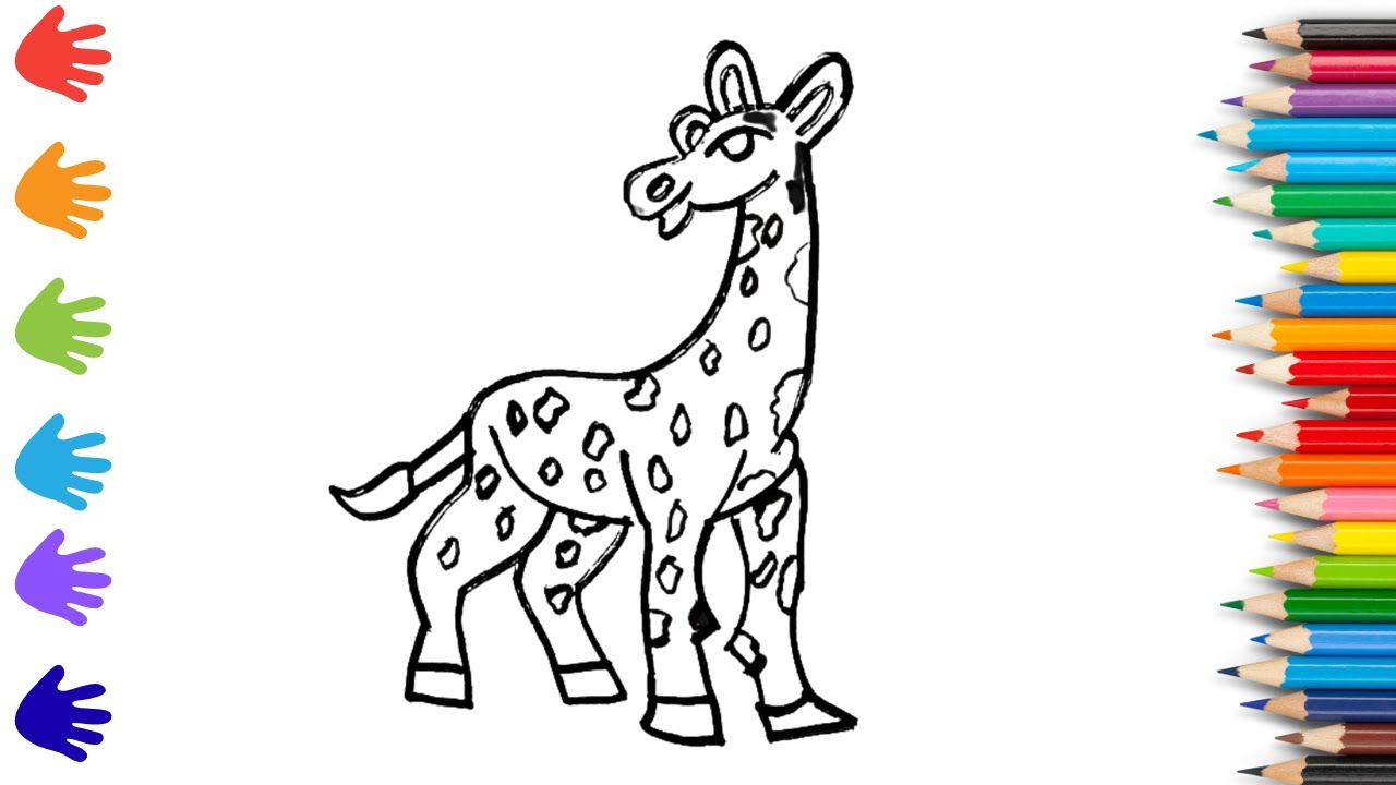 How To Draw cute Giraffe Drawing, Painting & Coloring For Kids and Toddlers_ Child Art 🐋🌈🎨