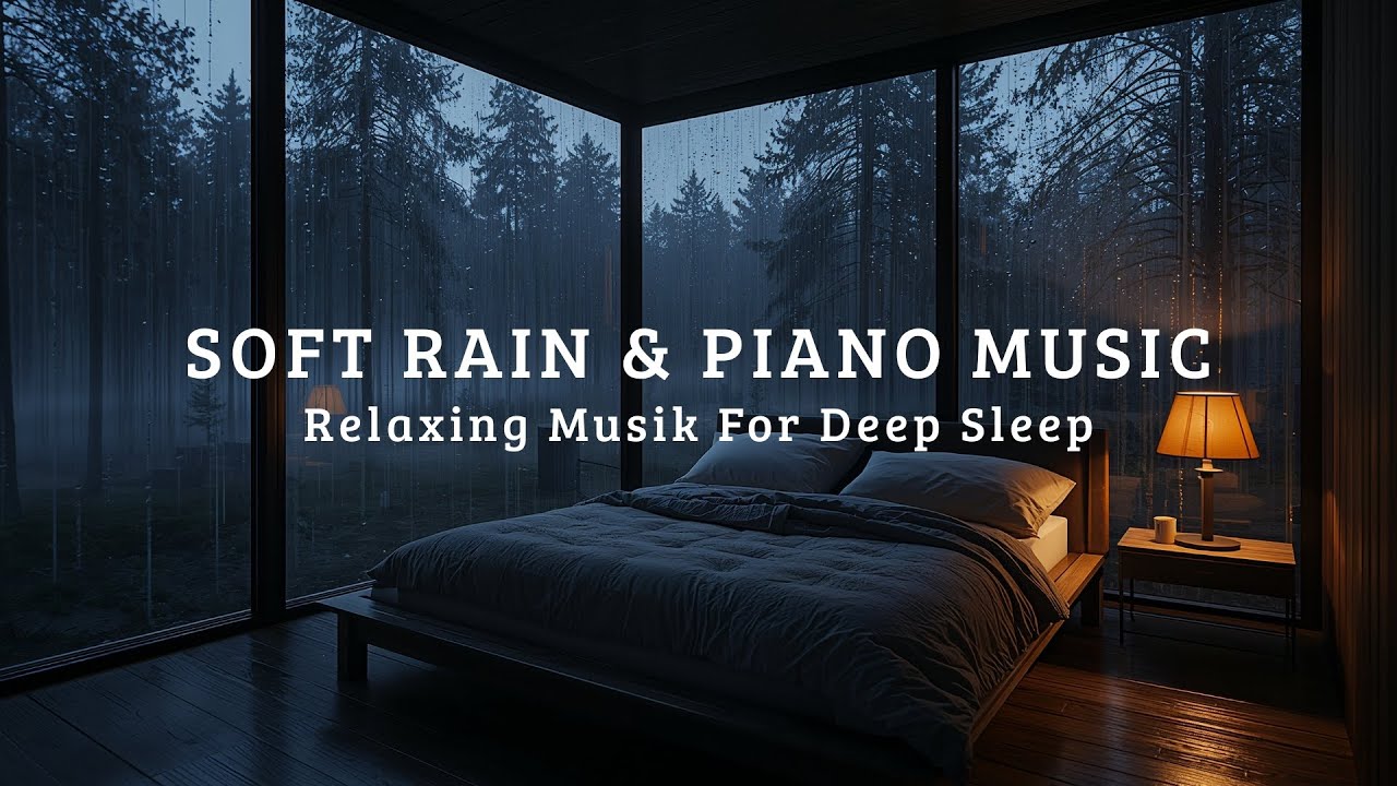 Peaceful Rain & Piano Soundscape – Deep Calm, Stress Relief, Sleep Well | Warm Night Room