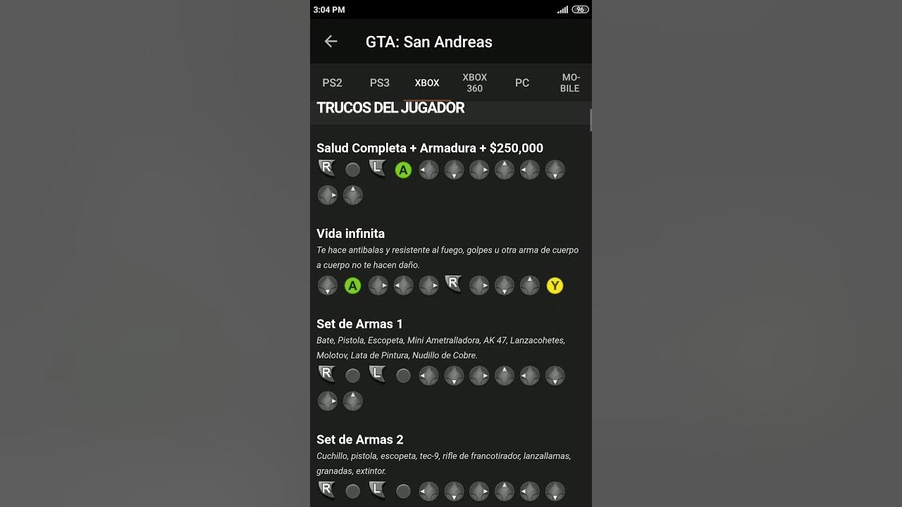 🥇 TRUCOS de GTA San Andreas para Xbox - Códigos y claves