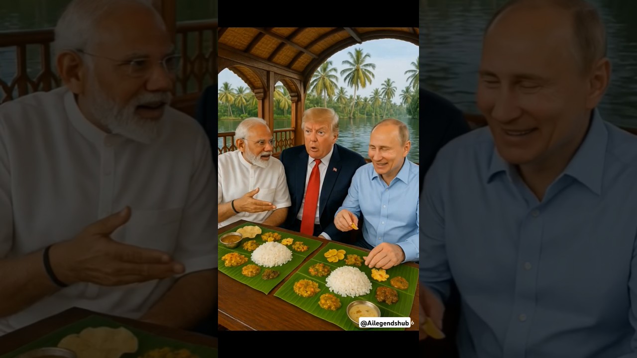 Modi Ji, Trump & Putin Enjoy Kerala Banana Leaf Meal on a Houseboat 🇮🇳🍃