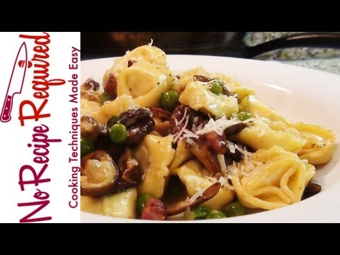 Tortellini with Mushrooms and Peas - NoRecipeRequired.com