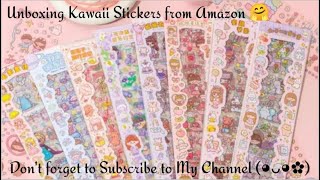 (⁠◕⁠ᴗ⁠◕⁠✿⁠) Unboxing Kawaii Stickers from Amazon 🤗 Pack of 8 Stickers #asmr #kawaiistickers screenshot 5