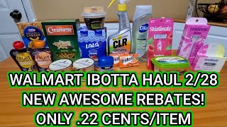 WALMART IBOTTA HAUL/2/28[ ONLY .22 CENT/ITEM] NEW REBATES [SHOP WITH ME]