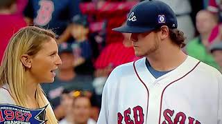 Jordan Leandre throws out first pitch and hits photographer in the balls