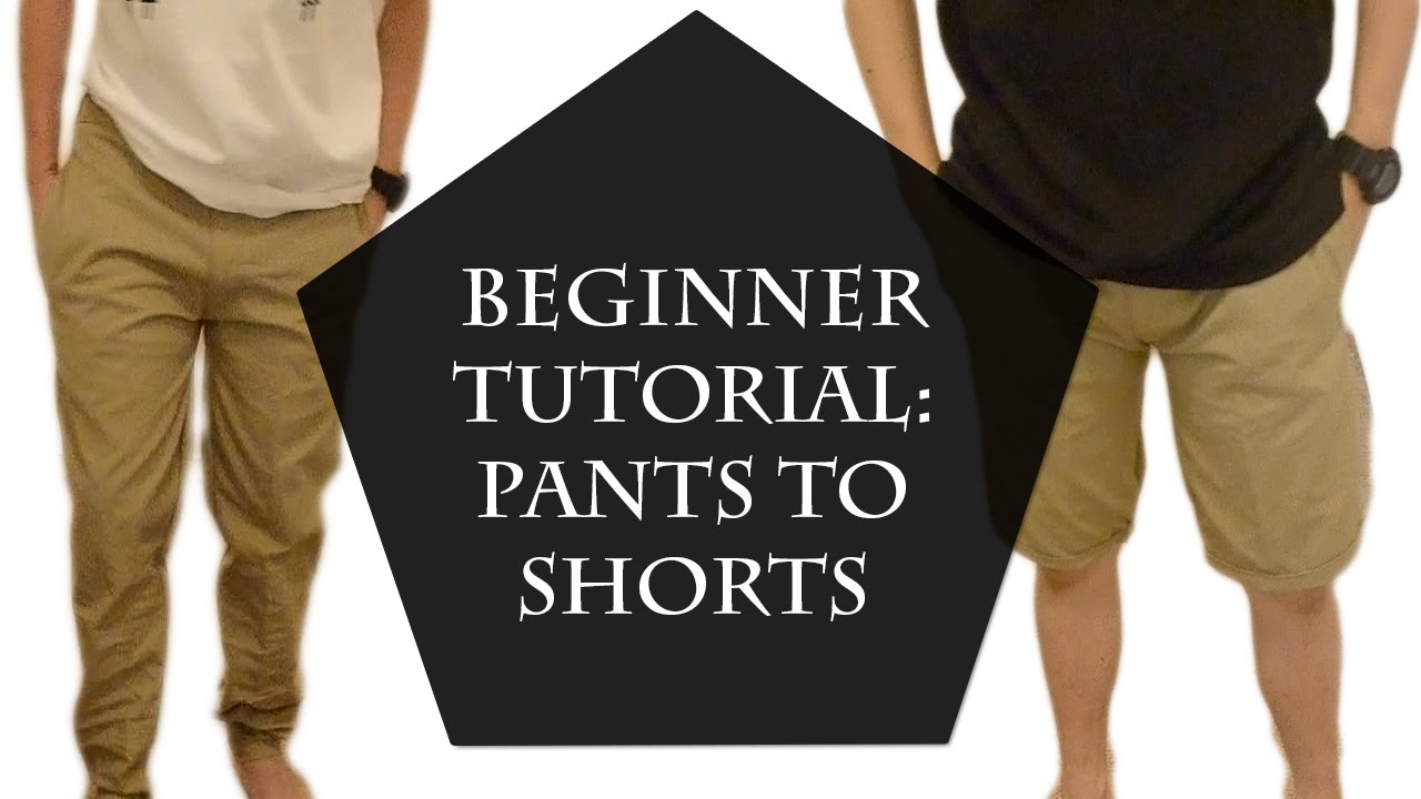 Guide for four ways to turn pants into shorts, with very