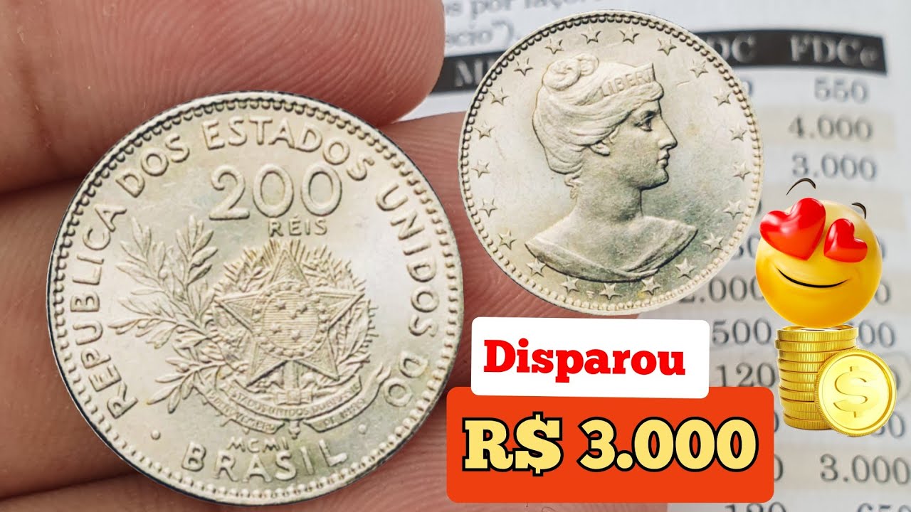 Moeda 200 Réis 1901 MCMI, é RARA, valores de catálogo atualizados.