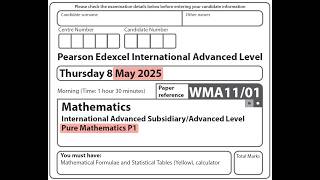 Edexcel IAL Maths - Pure Mathematics P1 - June 2025