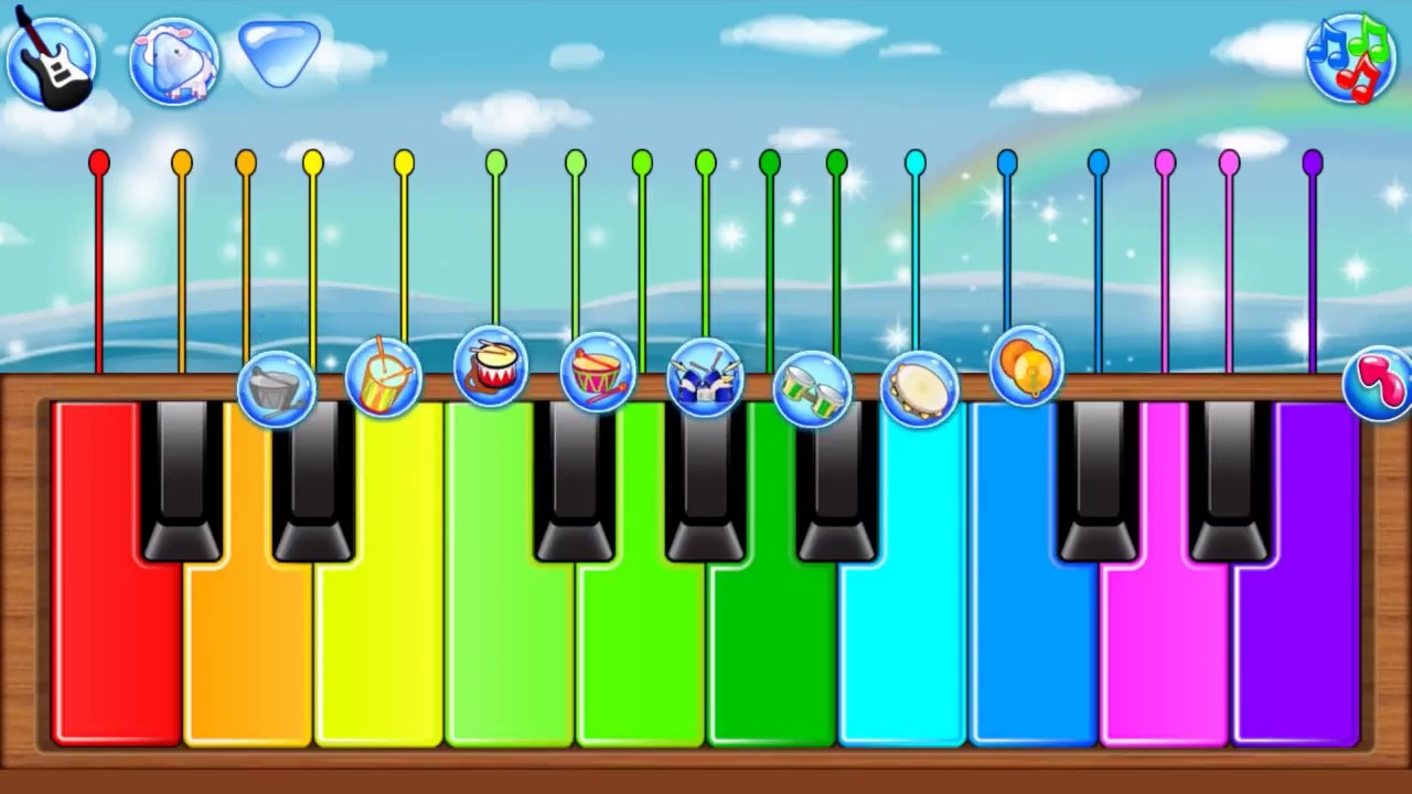 Музыкальная игра 1 2 3 4. Игра на пианино для детей. Цветные клавиши. Цветная клавиатура фортепиано. Музыкальные игры.