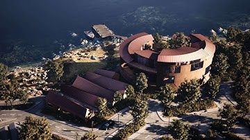 CUUB Studio recreates Honglin Li’s Circular Waterfront Cottage in full CG Animation