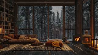 Cozy Winter Living Room ASMR | Crackling Fire and Snowfall for Ultimate Relaxation and Improve Sleep