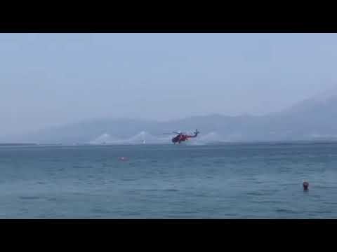 Φωτιά στο Παραδείσι: γεμίζουν νερό εναέρια μέσα στην Κάτω Βασιλική