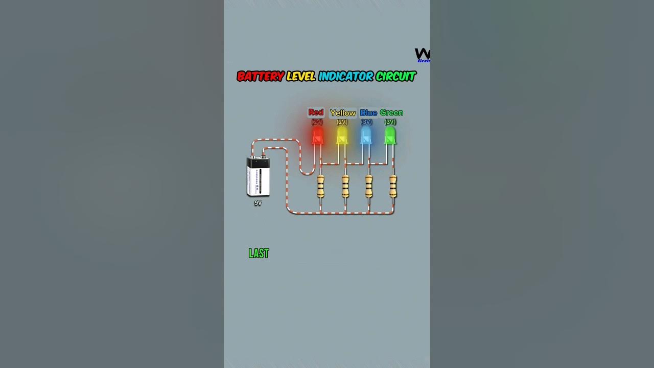 DIY Battery Level indicator Circuit Explained with 3D Animation ... Circuit Diagram