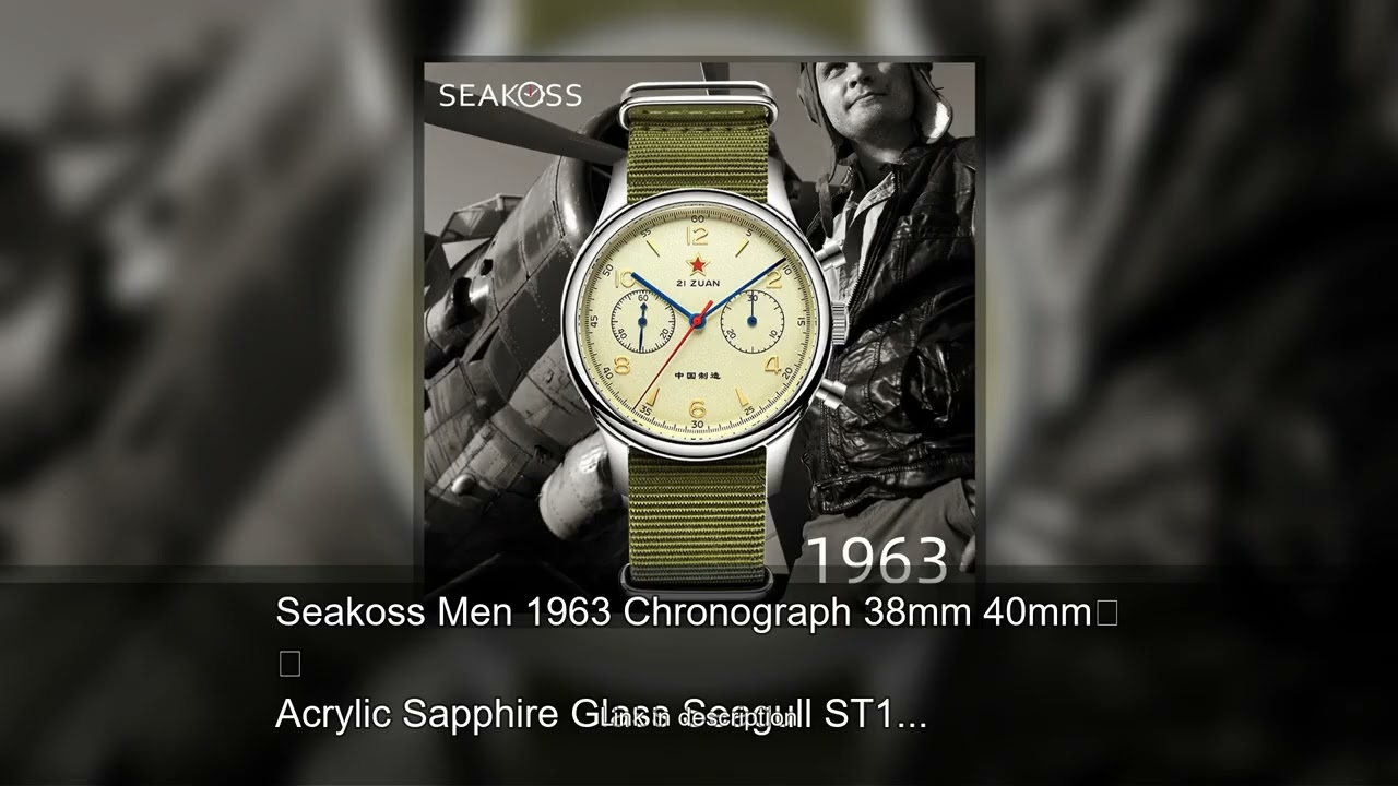 Seakoss Men 1963 Chronograph 38mm 40mm Acrylic Sapphire Glass Seagull ST1901 Movement Pilot Avi