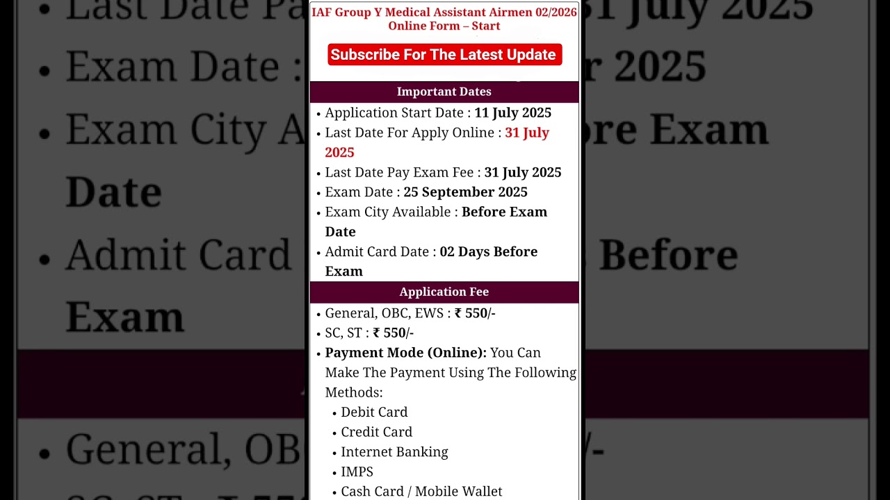 IAF Group Y Medical Assistant Airmen 02/2026 Online Form 