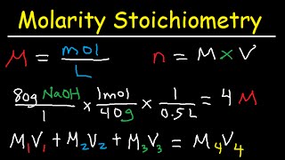 ⁣Molarity Dilution Problems Solution Stoichiometry Grams, Moles, Liters Volume Calculations Chemistry