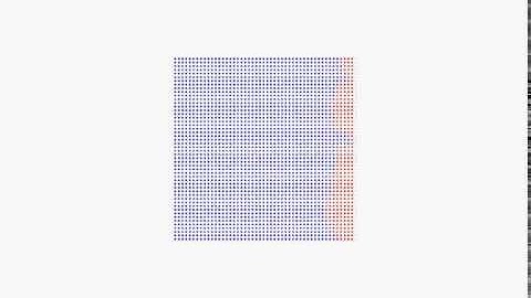 Monte Carlo simulation of diffusion in a crowded environment (kBT=0.2)