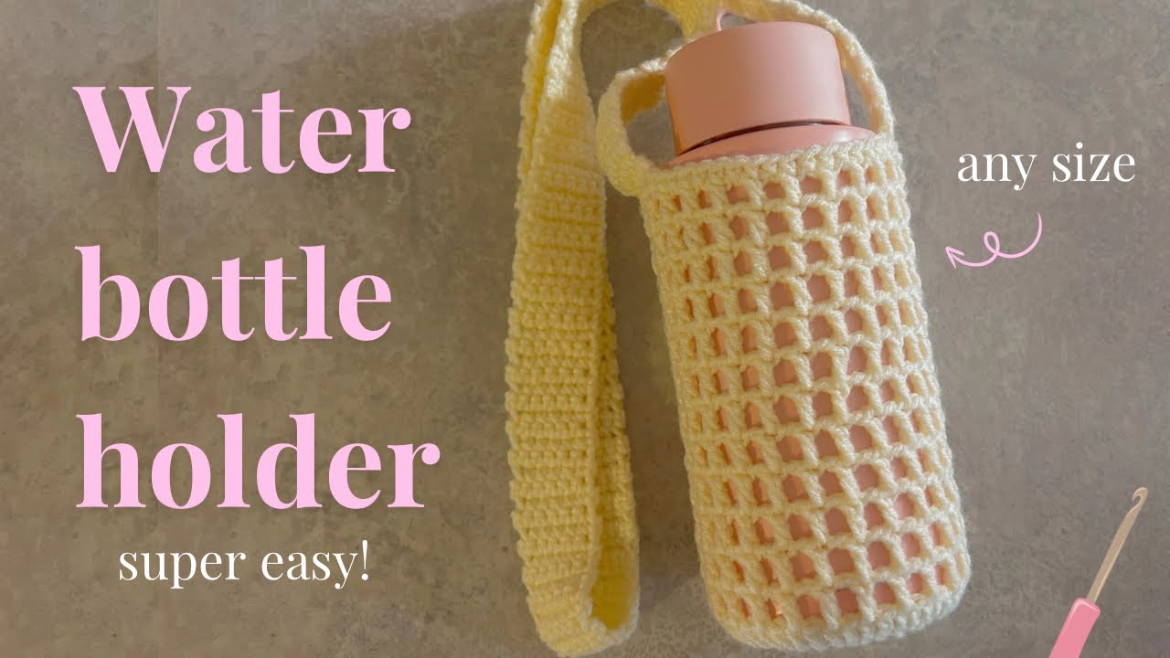 Как связать крючком держатель для бутылки с водой быстро и просто | Узор для сетки для начинающих