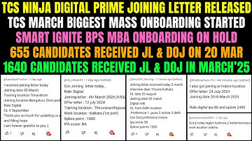 TCS Mass Onboarding | Ninja, Digital, Prime Joining Update | Smart, Ignite, BPS, MBA Joining on Hold