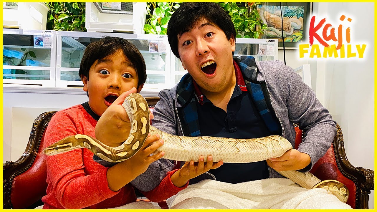 ⁣Ryan playing with animals snakes, rabbits, cats, and owls at the cafe!!!
