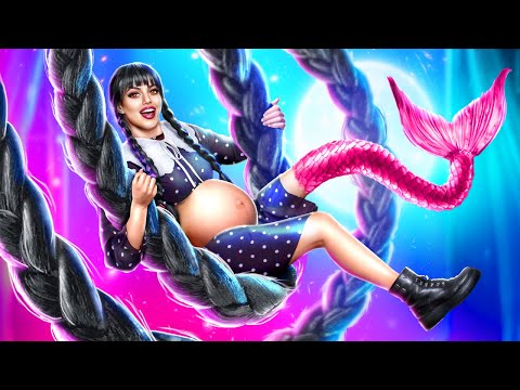 Pregnant Wednesday Addams vs. Pregnant Mermaid!