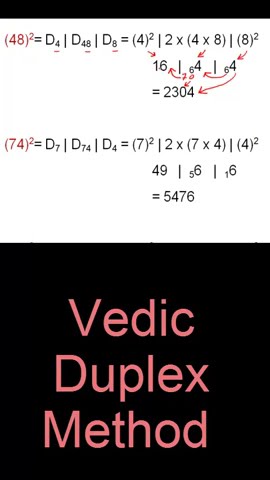 Square ANY 2 Digit number with VEDIC Duplex Method #shorts #vedicmaths ...