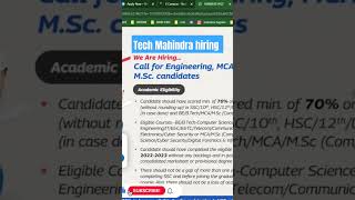 Tech Mahindra hiring | freshers 2023 off campus #jobs #shorts #techmahindra