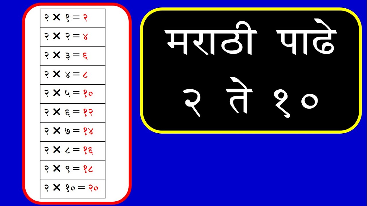           Marathi Padhe 2 to 10 Padhe  Tables 2 to 10 in Marathi