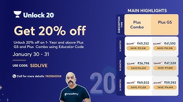 Unlock 20% off on all Unacademy Subscriptions | Offer Valid on 30th and 31st Jan | Use code: SIDLIVE