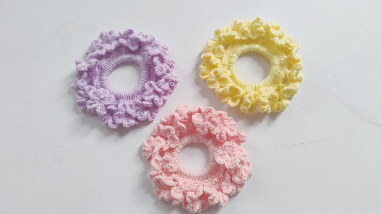 钩针编织花花发圈