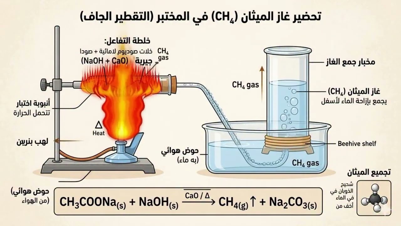 تحضير غاز الميثان مختبريا