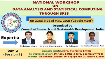 National Workshop on Data Analysis and Statistical Computing Through SPSS |Organized by CRSD|Day 2.1
