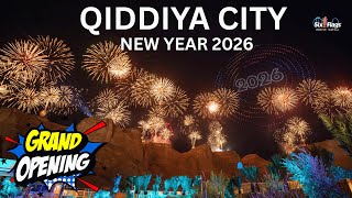 Six Flags Qiddiya City Grand Opening New Year Fireworks Show In Riyadh, Saudi Arabia
