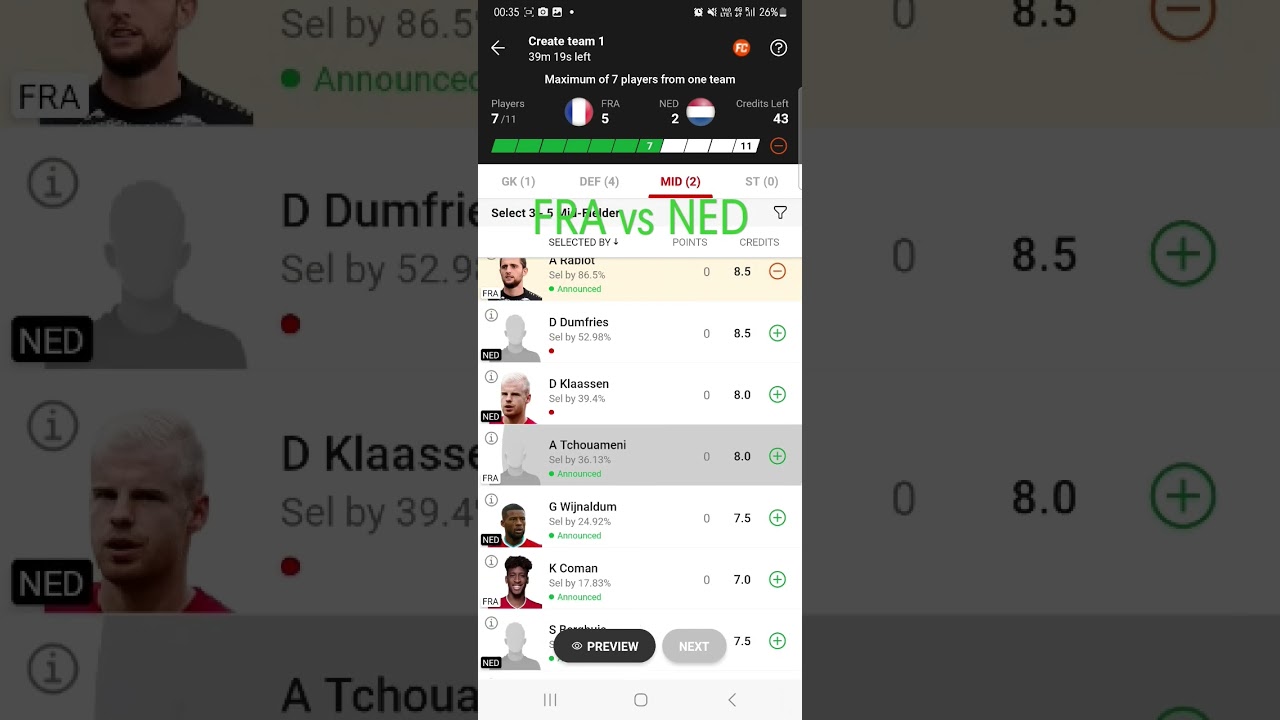 FRA vs NED Euro Qualifiers Match Dream11 Team prediction 