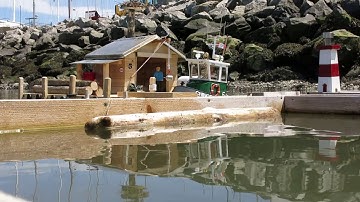 Chinook the Scale RC Dozer Tugboat at "Little Harbour" Quick Video!