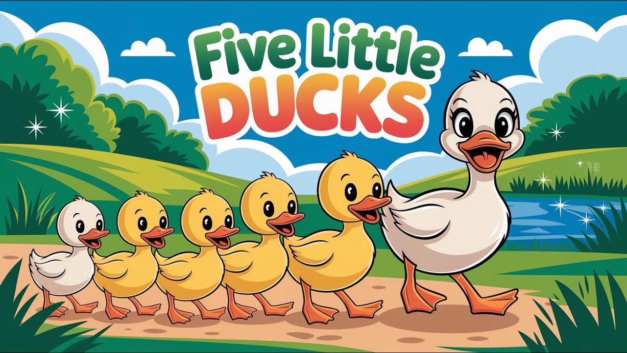 Five Little Ducks - Animated Musical Video for Kids - Fun Nursery Rhyme