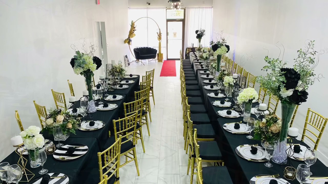 Black and gold party decor