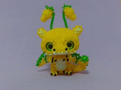 Амигуруми лимонный дракончик из бисера🐉🍋