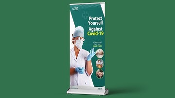 Covid-19 Roll Up Banner Design in Photoshop - Standee Banner Design - Vertex Graphic