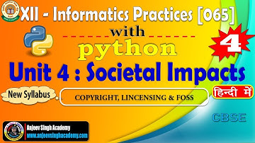 Societal Impacts Part-4 | Copyrights, Licensing, Free, Open Source, FOSS | CBSE XII IP | In Hindi