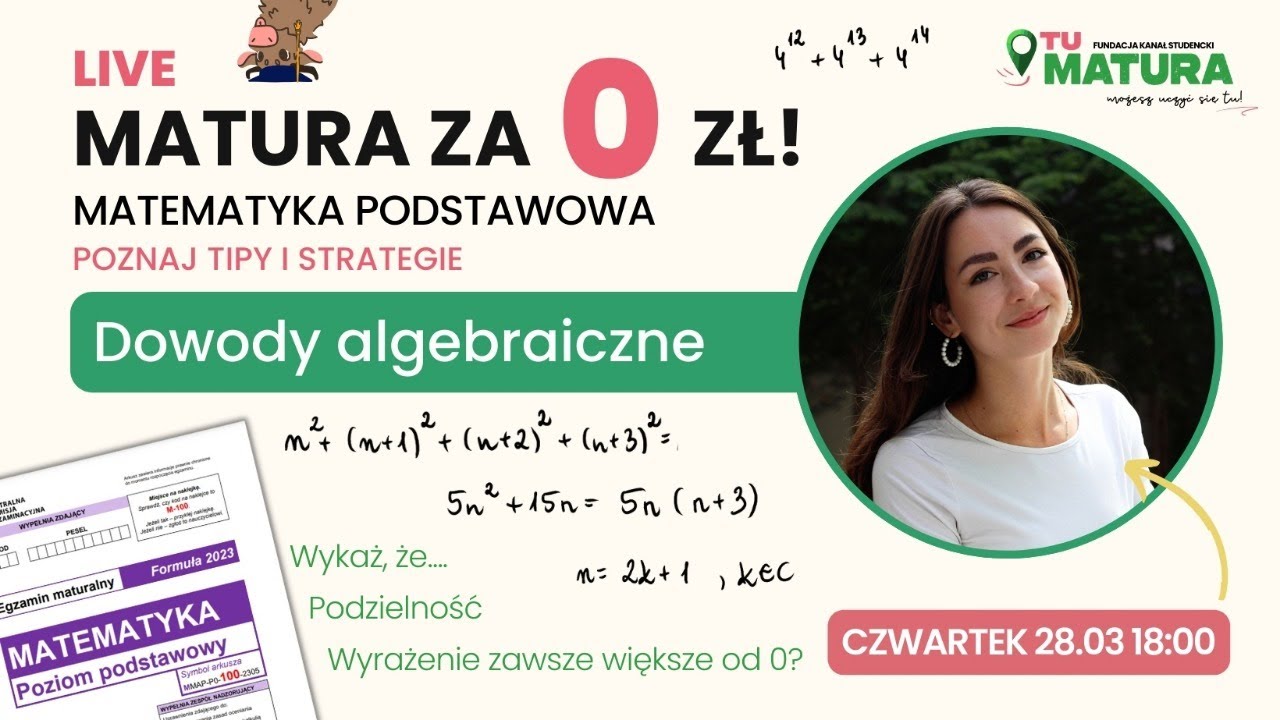 Matura Próbna 2019 Matematyka Podstawowa LIVE ️ Dowody algebraiczne na maturze - matematyka podstawowa - YouTube
