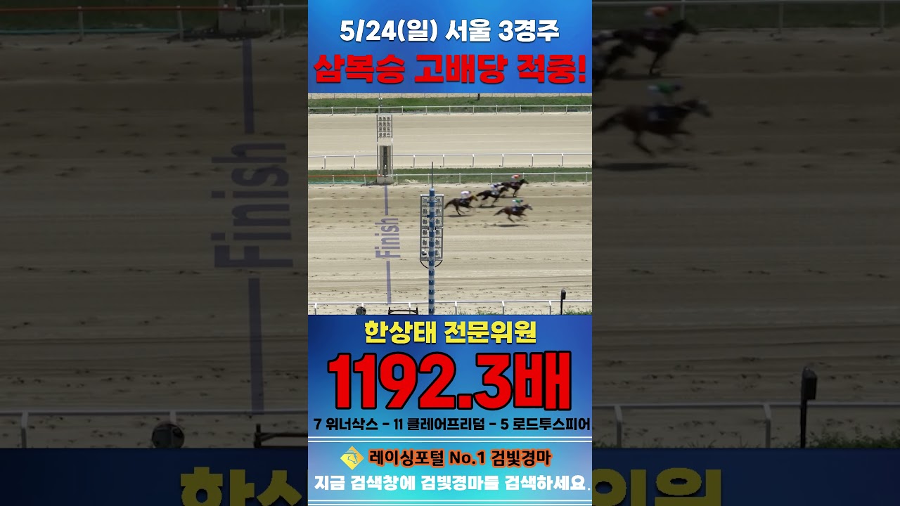 [서울 경마] 5월 24일 일요 3경주 한상태 전문위원 삼복승 고배당 적중 #경마 #automobile #하이라이트 #horse #한국마사회 #주식 #https #korea #게임