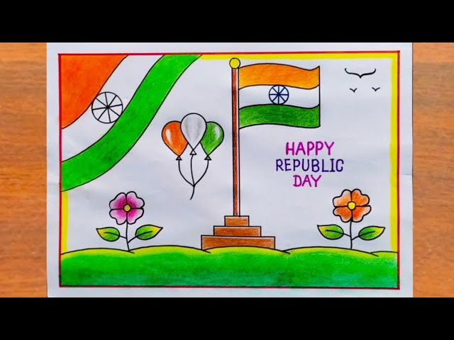 How to draw beautiful Republic day drawing easy/How to draw happy Republic  day step by step - YouTube