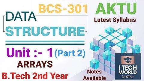 Data Structure Unit :- 1 (Part 2) Arrays etc. BCS301 and BOE306/BOE406 AKTU B.Tech 2nd Year CSE/IT