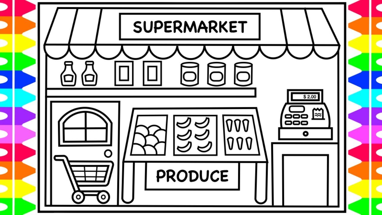 supermarket drawing for kids