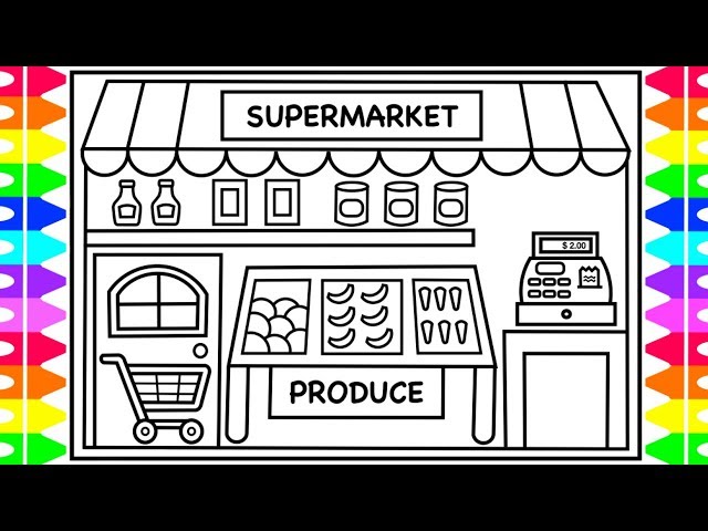 supermarket drawing for kids