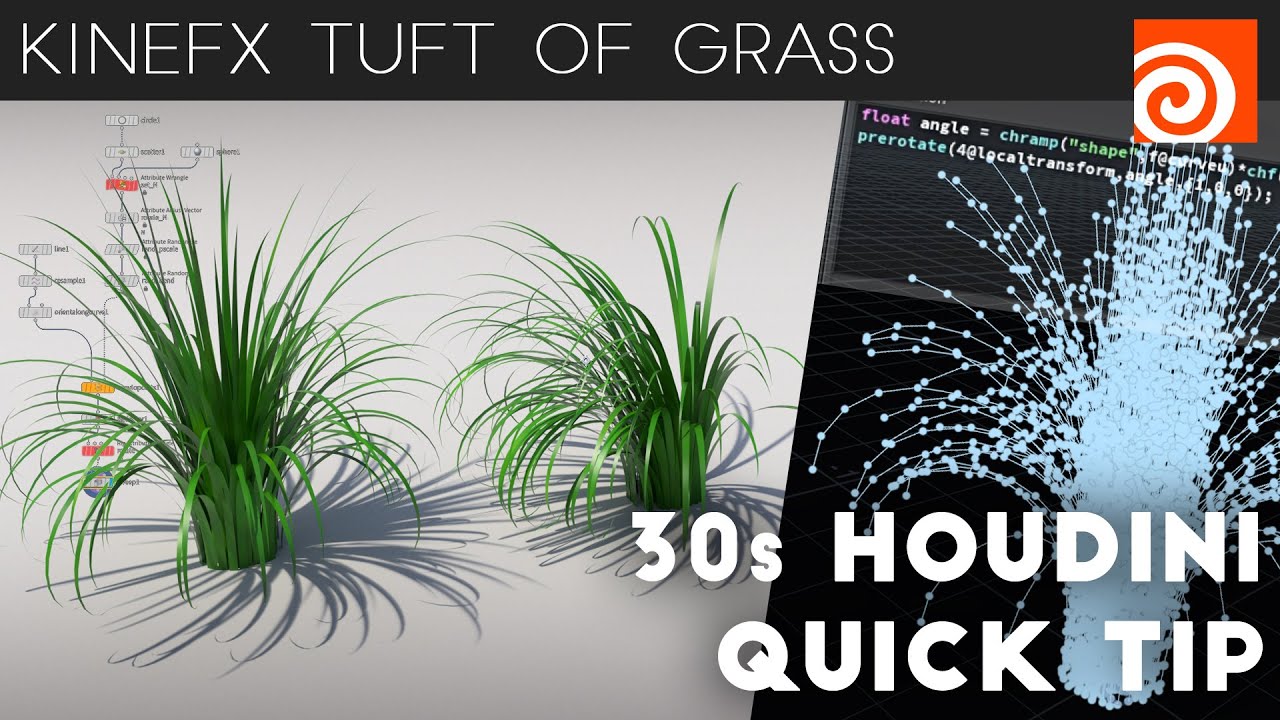 Houdini 30s Quick Tip #18 - Tuft of Grass with KINEFX - YouTube