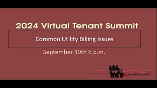 DC Office of the Tenant Advocate 2024 Tenant Summit Day 2: Common Utility Billing Issues