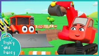 Sandpit Construction Mission! | Digley and Dazey | Kids Construction Truck Cartoons