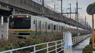 E231系1000番台.U-509編成+S-24編成が上野東京ライン.東海道線直通.普通.熱海行きとして小山〜間々田間を通過するシーン‼️